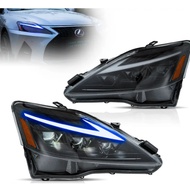 Lexus IS250 IS 250 Head Lamp DRL LED Triple Projector Head Light LED Black