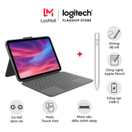 Bao da kèm phím Logitech Combo Touch dành cho iPad Gen 10 (10.9 inch) & Bút cảm ứng Logitech Crayon