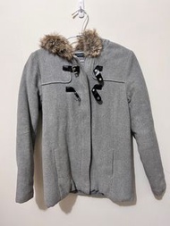【in extenso®】淺灰色🩶 毛呢 毛毛 連帽 拉鍊 外套 S號