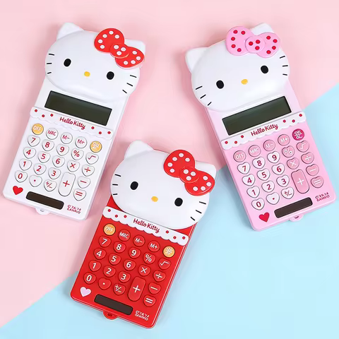 Hello Kitty Calculator Cute Push Back Design Portable Office Supplies Electronic Math Device Student
