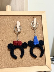 情侶鎖匙扣❤️ 聖誕節情人節周年紀念禮物 迪士尼米奇米妮頭箍吊飾 鈎織 材料包 DIY手工製 Crochet Disney Mickey Minnie Keychains