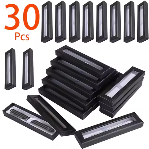 30Pcs Boxes Clear Pen Holder Showcase Pen Case Paper Clear Pencil Case Gift Ballpoint Pen Case Penci