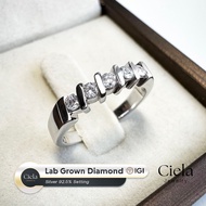 Diamond Ring Row (5 Pieces) Lab Grown 100 Pieces 0.05 CT Per Piece Total 0.25 92.5% Pure Silver Ciel