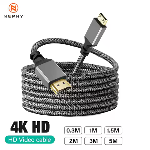 Nylon MINI HDMI To HDMI Cable HDMI2.0 MINIHDMI Male A Male 4K 60HZ HD 1080P Adapter Converter 0.3M 1