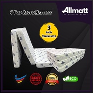 ALLMATT White 3 Inch Tilam Lipat 3 Fold Single Mattress Foldable Mattress Single Tilam Lipat Single 