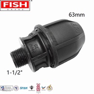 Brand Fish Push Fit PolyPropylene PN16 Compression Fittings 63mm x 1-1/2" Male Threaded Adaptor MTA6