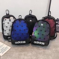 愛迪達Adidas三葉草 3D新款炫彩菱格雙肩包 韓版男籹學生書包 時尚潮牌旅行包 戶外背包