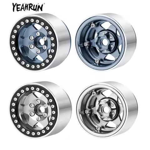 YEAHRUN 1.9 Inch Metal Beadlock Wheels Rim Hub 120mm Rubber Tire Wheel Tyre for 1/10 RC Crawler Car 