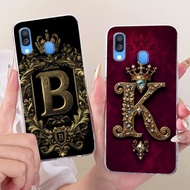 For Samsung Galaxy A40 Case SM-A405F Fashion Initial Letters Crown Soft Silicone Back Protective Cov