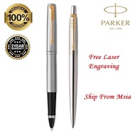 Parker Jotter Stainless Steel Ballpen &amp; Roller Pen Set (Black Ink) Free Engraving