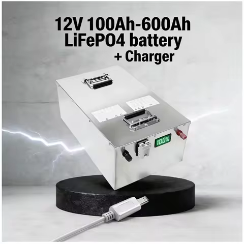 High-Capacity 12V LiFePO4 Battery 100Ah/200Ah/300Ah/600Ah, 1KW-2KW Solar Ready, Heavy-Duty Battery P