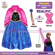 Princess Anna Dress Girls Costume Party Dress Frozen Dress Complete Set Accessories Princess Dress f