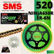 KAWASAKI NINJA650 Z650 ER650 ER650N ER6 ER6N 6F SPROCKET SET SMS 520KRO ORING CHAIN SMS 520KRO2 MOMO