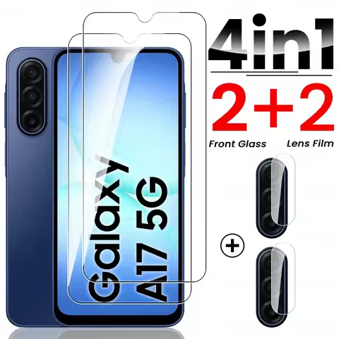 Sumsung A17 4/5G Case 4 In 1 9H Clear Protective Glass For Samsung Galaxy A17 5G 4G Screen Protector