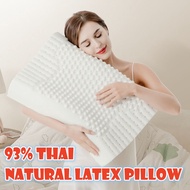 《SG STOCK》93% Thai natural latex pillow Anti-mite relaxing sleep S-shaped curved shoulder neck Deep massage with cover