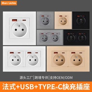 Regulations European Standard French Socket with usb Russian Household 16A with Ground USB-type3A86 