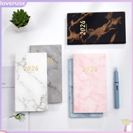 /LO/ Pocket Planner Planner A6 2024 English Planner Faux Leather Hardcover Ribbon Bookmark No Bleed Thick Paper Weekly Schedule Time Management Notebook Journal Student Diary