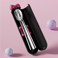 Student Office Worker Takeaway Spoon Chopsticks Magnetic Portable Tableware Set 304L Stainless Steel