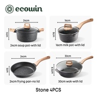 Ecowin Cookware 3/4pcs Cookware Set  Non stick Pan Set Deep Frypan Wok + Frying Pan + Soup pot+Sauce