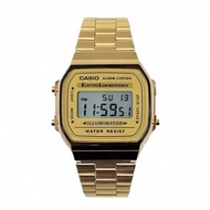 Men's/Women's Sporty Fashion Digital Watch A168WA-1, Retro Stainless Steel Strap Square Dial Watch, 