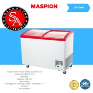 Sliding Curve Glass Freezer 300 Liter Maspion Type : UFH-300C (Medan)