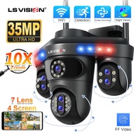 LS VISION 8MP 7-Lens 10X Zoom Security Camera  Triple PTZ Auto waterproof Tracking 355° Rotation 2.4