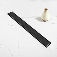 Linear Shower Drain, 60 inch Black Drain with Tile Insert 2-in-1 Panel, Brushed 304 Stainless Steel 