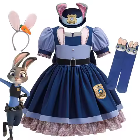 Girl Zootopia 2 Dress Cosplay New Moives Judy Costume Halloween Bunny Cosplay Dress Up Performance B