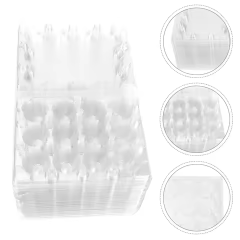 Clear Plastic Egg Cartons Containers for Fresh Eggs Packaging Quail Dozen Boxes Tray Storage Bulk Re
