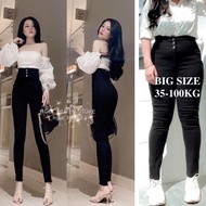 BIG SIZE 35 -95kg| 4-way stretch Skinny pants, SUPER HIGH RISE, 3 buttons, 1st class beautiful quali