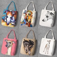Lu Tuan Tuan 2025 Ebita Dog Whippet Shopping Bag Canvas Bag Tote Bag Shoulder Bag
