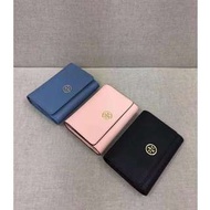 美國 TORY BURCH robinson 防刮馬卡龍粉色三折短夾 皮夾