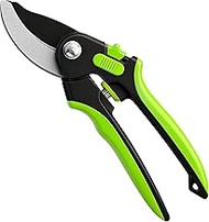 8.5 Inch Bypass Secateurs with Teflon Coated SK5 Blade - Adjustable, Ergonomic Handles, Sealed Sprin