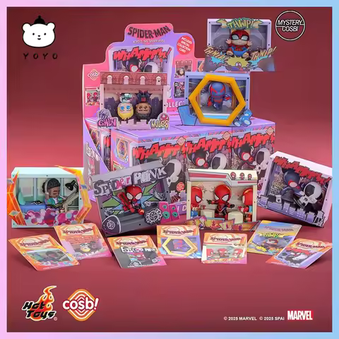 New Original Hottoys Spider Man: Across The Spider Verse Cosbi Scene Blind Box Spider Punk Anime Fig