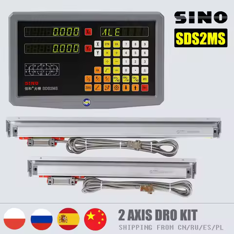 Sino SDS2MS Lathe Milling DRO Set 2 Axis Digital Readout KA300 Linear Scale TTL 0.005mm KA-300 Optic
