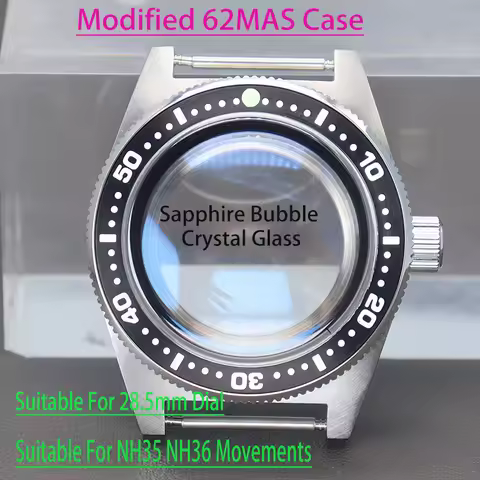 40mm Vintage Men's Watch Cases Bubble Sapphire Crystal Glass For Seiko NH34 NH35 NH36 NH38 Movement 