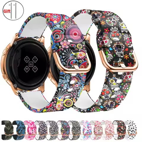 Printed strap For Samsung Galaxy watch 6/5/4/Classic 20mm 22mm silicone bracelet Huawei gt/Amazfit b