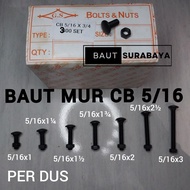 1 Box of CB 5/16 Nut Bolts, 12 key nuts, truck bed bolts, fence bolts, umbrella bolts, carriage bolt