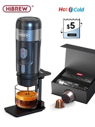 HiBREW Portable Coffee Machine for Car &amp; Home,DC12V Expresso Coffee Maker Fit Nexpresso Dolce Pod Capsule Coffee Powder H4A