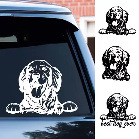 Golden Retriever Vinyl Sticker Car Window Door Bumper Decals Dog Lover Gifts Pet Goldie Paw Decal Fo