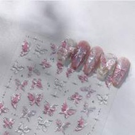 1pc Hot Stamping Nail Sticker, Luxury Butterfly Adhesive Nail Sticker, 5D Jelly Gel Nail Sticker Ser