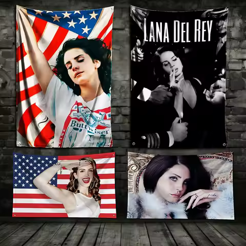 Singer Lana Del Rey Flag Polyester Digital Printing Banner for Garage Wall Art Out Door Decoration