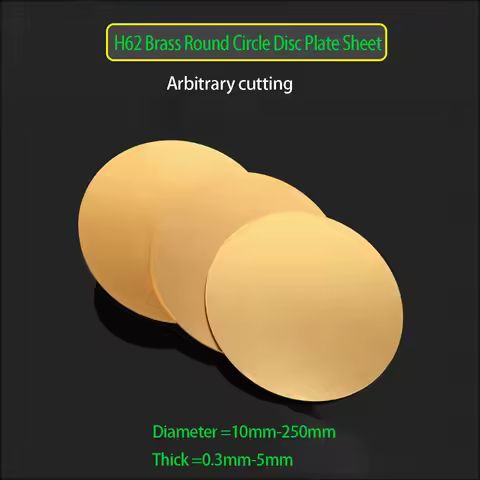 Thick 0.3/0.5/0.8/1/1.5/2/3/4/5mm H62 Brass Round Circle Disc Plate Sheet Diameter 10mm-250mm