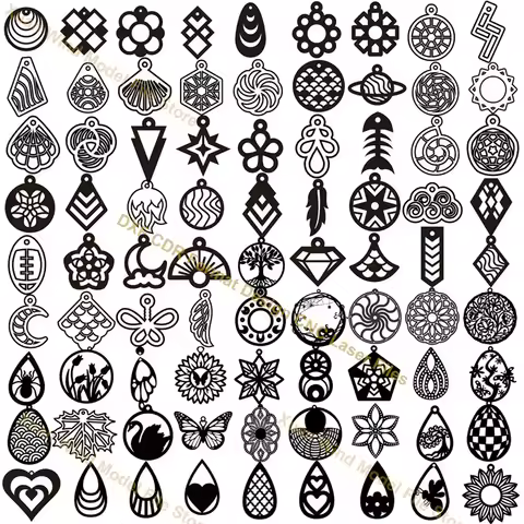 85PCS Wood Earrings File Laser Cut Vector File SVG DXF EPS CDR for CNC Laser/Plasma Cutting Engravin