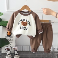 Toddler Boys Outfits 2026 Fall Baby Boy Clothes 1 To 5 Years Letter Doll Bear O-neck Sweatshirt and 