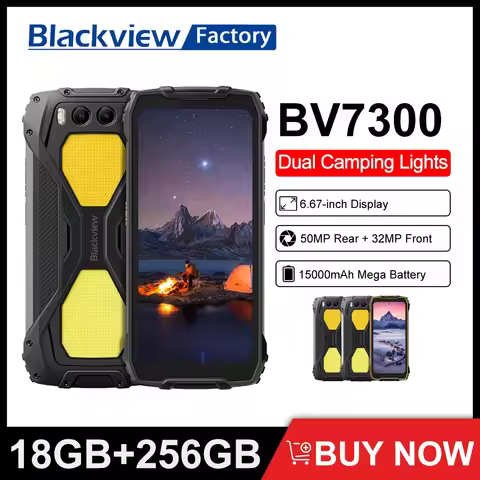 Blackview BV7300 Rugged Smartphone 18GB(6+12) 256GB,Helio G81 Octa Core,15000mAh,Dual Camping Lights