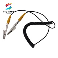 SUYOUMY Anti-Static ESD Grounding Cable, Black 180cm / 71" Coiled Cord, Male-to-Female 2mm Polyureth
