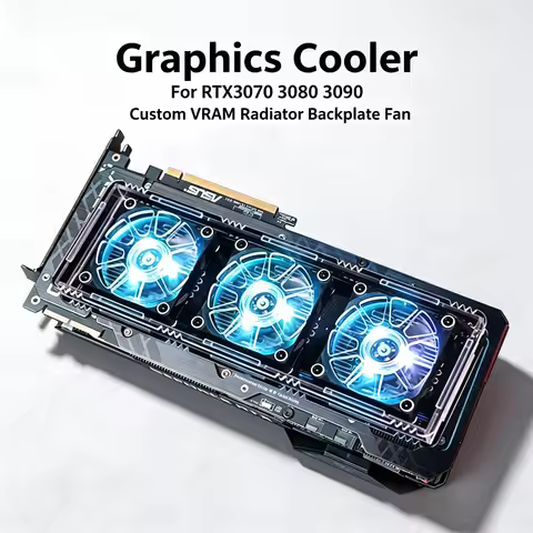 Replacement Memory (VRAM) Cooling Radiator with Backplate Exhaust Fan for NVIDIA GeForce RTX 3070 /