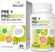 Ascuoli Probiotics for Women &amp; Men - 300 Billion CFU, 22 Strains Probiotics + 15 Organic Herbs Blend, Daily Probiotics for Digestive Health, Immune, Gut, Bloating - 60 Capsule 60 Count (Pack of 1)