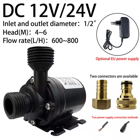 Ultra-quiet DC 12V 24V 5M Head 800L/H Brushless Motor 1/2 "submersible Shower Booster Pump Available